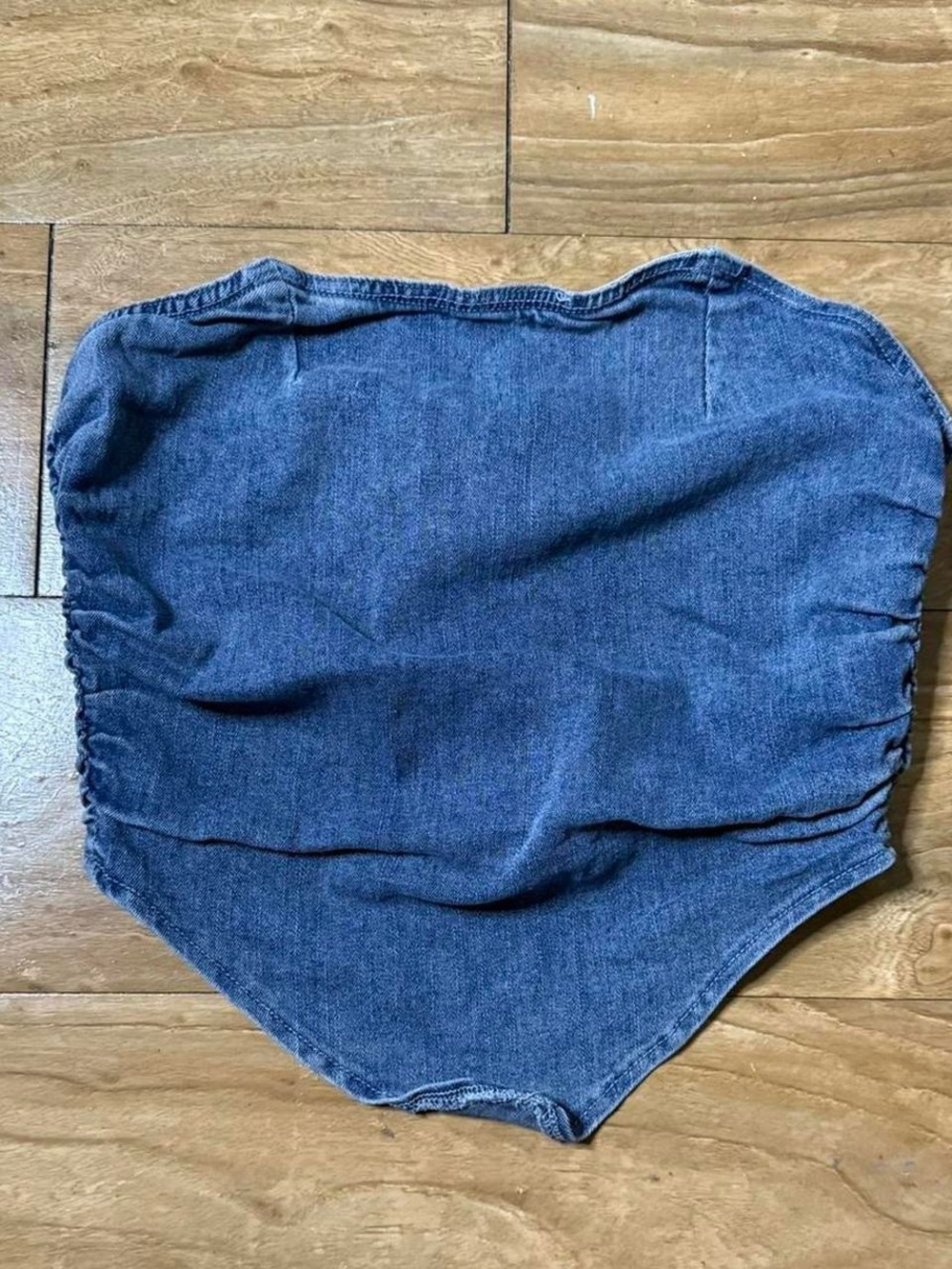 Denim Blue Strapless Bandeau Top